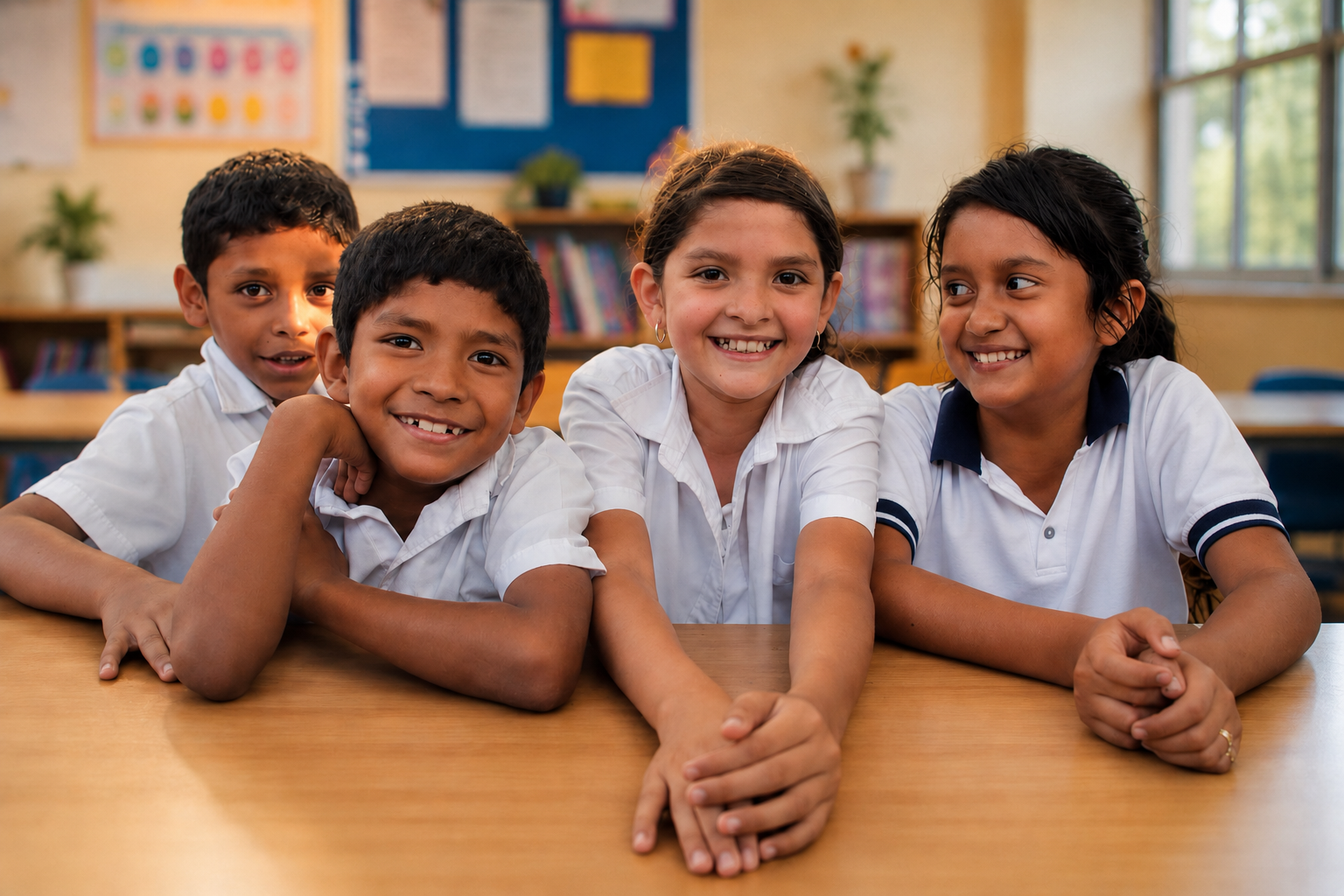 Young learners studying together